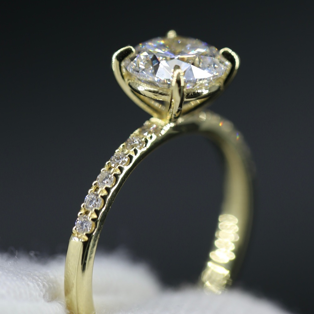 1.75 Carat Lab-Grown Diamond Ring in 14K Yellow Gold – D Color, VVS1 Clarity, Ce
